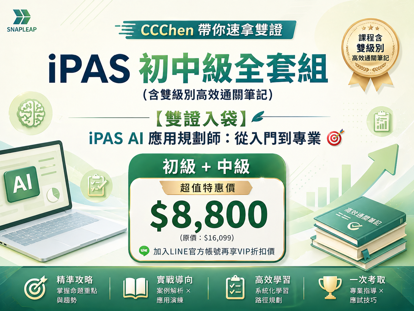 CCChen 帶你速拿雙證：iPAS 初中級全套組（含雙級別高效通關筆記）